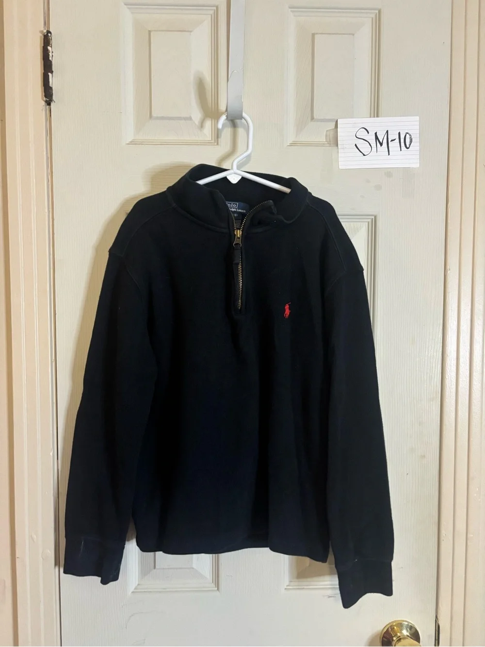 Ralph Lauren Black Half-Zip Sweater with Red Pony